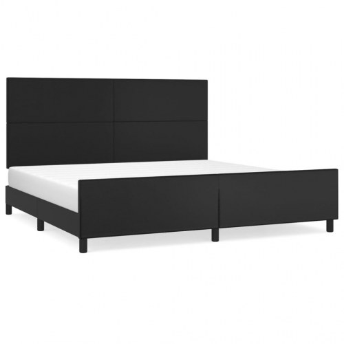 Sengeramme med sengegavl 200x200 cm - kunstlæder, sort