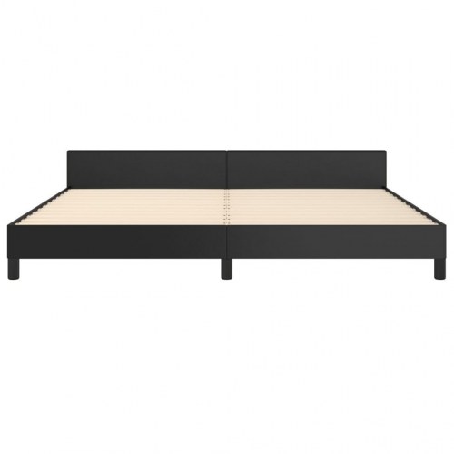 Sengeramme med sengegavl 200x200 cm - kunstlæder, sort