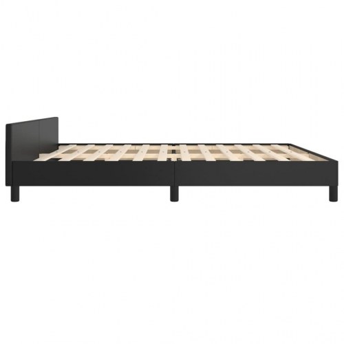 Sengeramme med sengegavl 200x200 cm - kunstlæder, sort