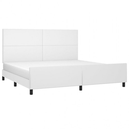 Sengeramme med sengegavl 200x200 cm i hvidt kunstlæder