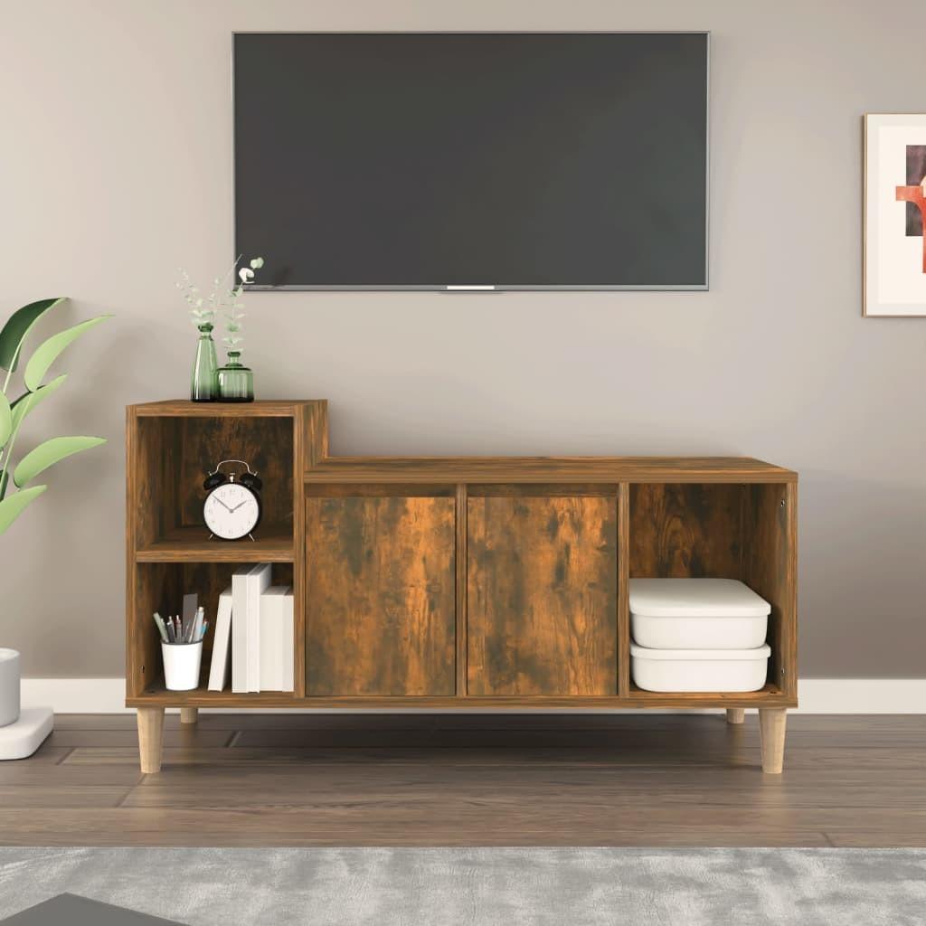 Tv-bord 100x35x55 cm konstrueret træ røget egetræsfarve