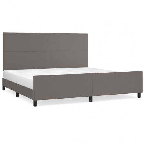 Sengeramme med sengegavl 200x200 cm - kunstlæder, grå