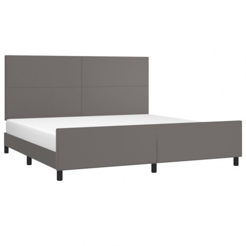 Sengeramme med sengegavl 200x200 cm - kunstlæder, grå