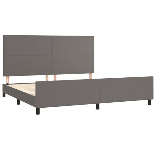 Sengeramme med sengegavl 200x200 cm - kunstlæder, grå