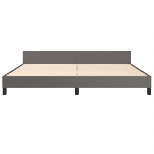Sengeramme med sengegavl 200x200 cm - kunstlæder, grå
