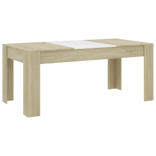 Spisebord 180x90x76 cm konstrueret træ hvid og sonoma-eg