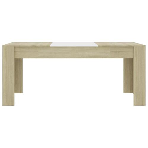Spisebord 180x90x76 cm konstrueret træ hvid og sonoma-eg