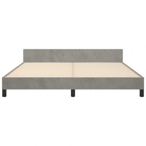 Sengeramme med sengegavl 180x200 cm i fløjl - lysegrå