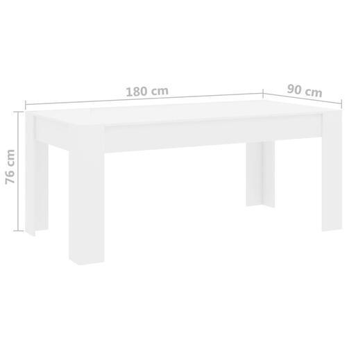 Spisebord 180x90x76 cm konstrueret træ hvid højglans