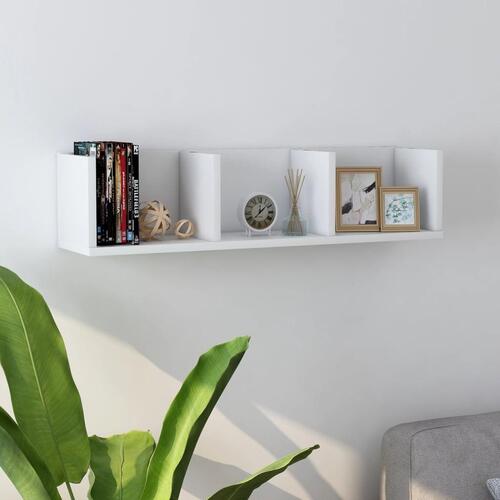 Cd-reol 75x18x18 cm konstrueret træ hvid