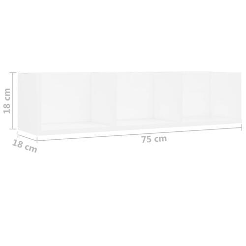 Cd-reol 75x18x18 cm konstrueret træ hvid