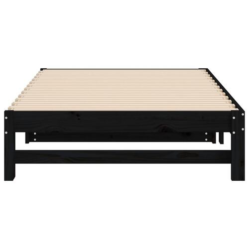 Daybed med udtræk 2x(100x200) cm massivt fyrretræ sort