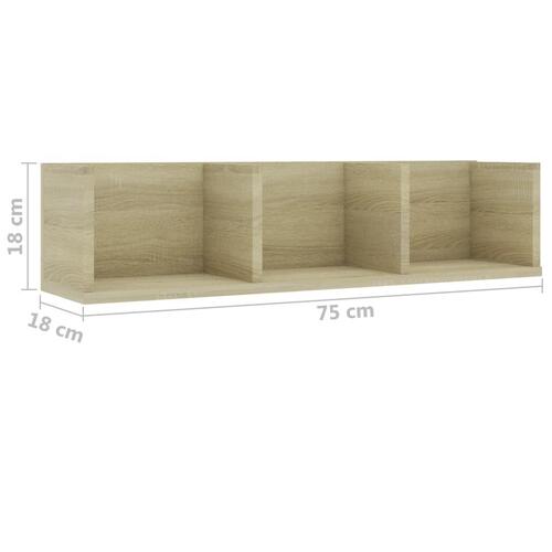 Cd-reol 75x18x18 cm konstrueret træ sonoma-eg