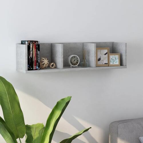 Cd-reol 75x18x18 cm konstrueret træ betongrå