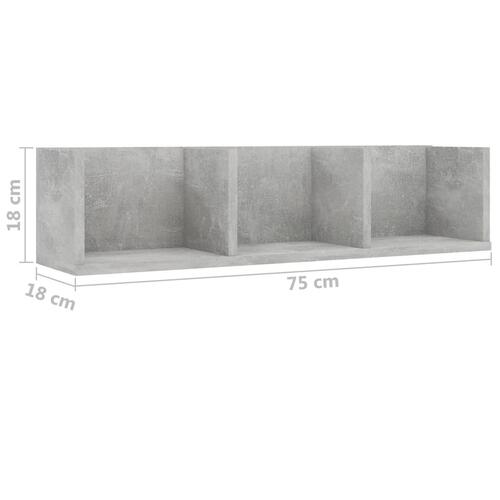 Cd-reol 75x18x18 cm konstrueret træ betongrå