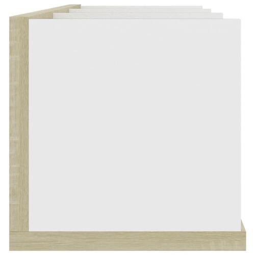 CD-hylde 75 x 18 x 18 cm spånplade hvid og sonoma-eg