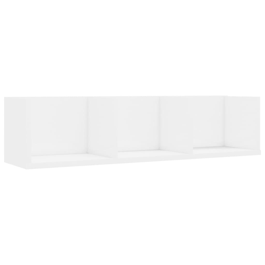 Cd-reol 75x18x18 cm konstrueret træ hvid højglans