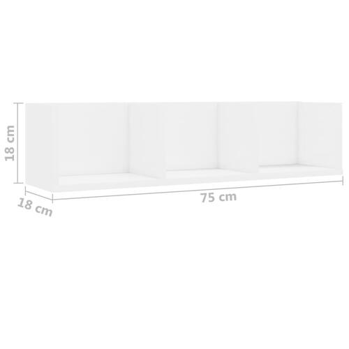 Cd-reol 75x18x18 cm konstrueret træ hvid højglans