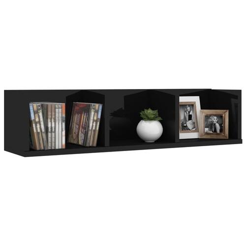 CD-hylde 75 x 18 x 18 cm spånplade sort højglans