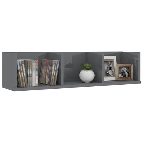 Cd-reol 75x18x18 cm konstrueret træ grå højglans