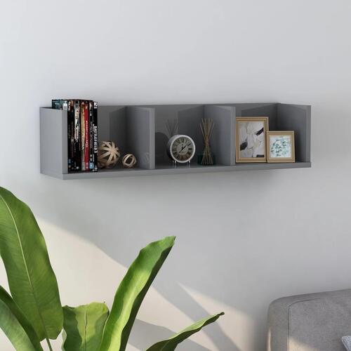 Cd-reol 75x18x18 cm konstrueret træ grå højglans