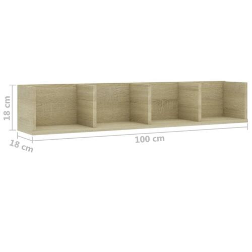 CD-hylde 100x18x18 cm konstrueret træ sonoma-eg