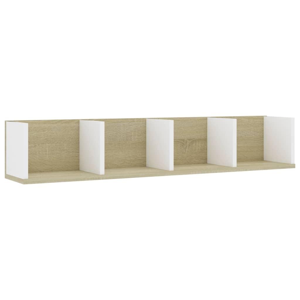 CD-hylde 100 x 18 x 18 cm spånplade hvid og sonoma-eg