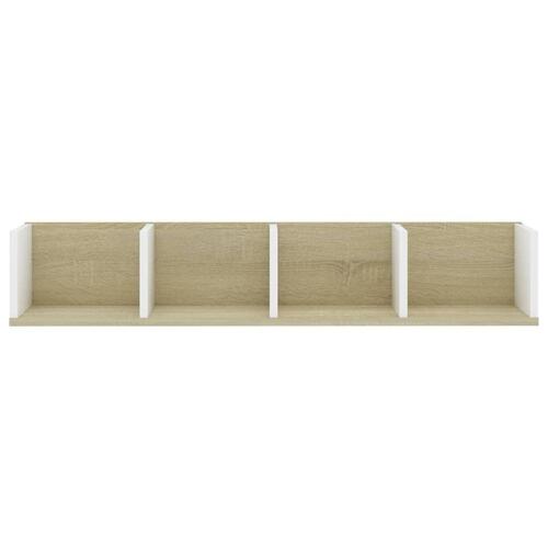 CD-hylde 100 x 18 x 18 cm spånplade hvid og sonoma-eg