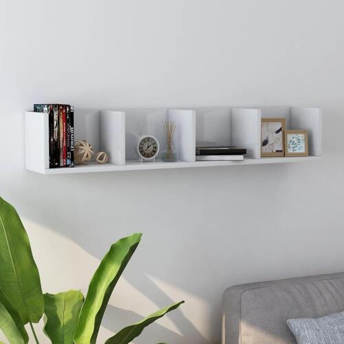 CD-hylde 100 x 18 x 18 cm spånplade hvid højglans