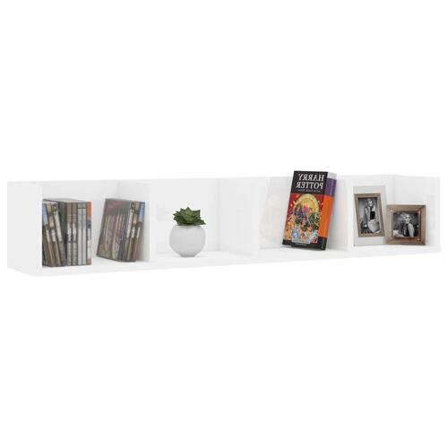 CD-hylde 100x18x18 cm konstrueret træ hvid højglans