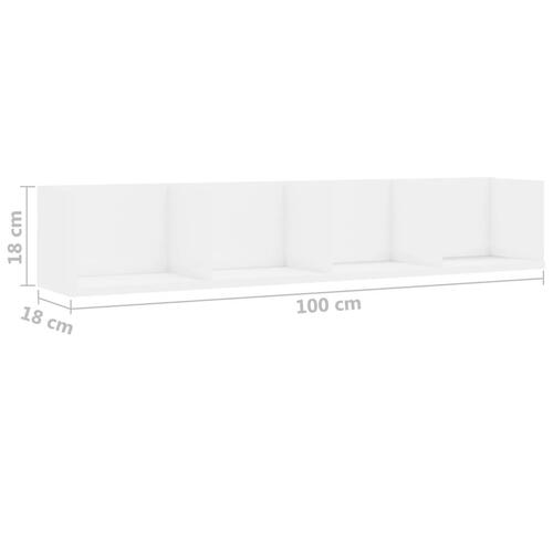 CD-hylde 100 x 18 x 18 cm spånplade hvid højglans