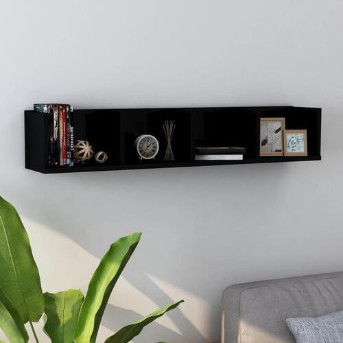 CD-hylde 100 x 18 x 18 cm spånplade sort højglans