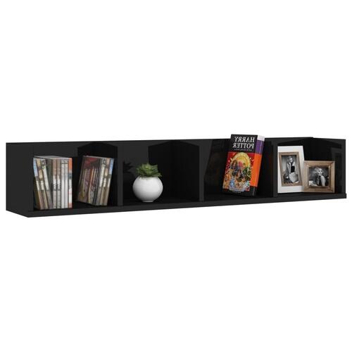 CD-hylde 100 x 18 x 18 cm spånplade sort højglans