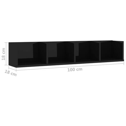 CD-hylde 100 x 18 x 18 cm spånplade sort højglans