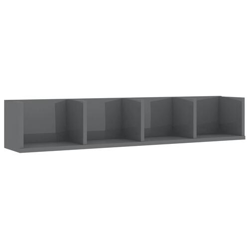 CD-hylde 100x18x18 cm konstrueret træ grå højglans