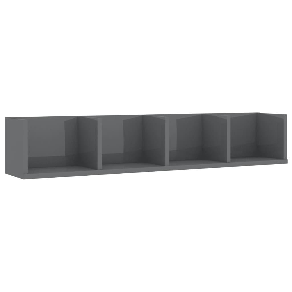 CD-hylde 100 x 18 x 18 cm spånplade grå højglans