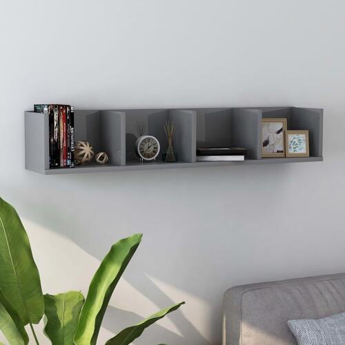 CD-hylde 100x18x18 cm konstrueret træ grå højglans