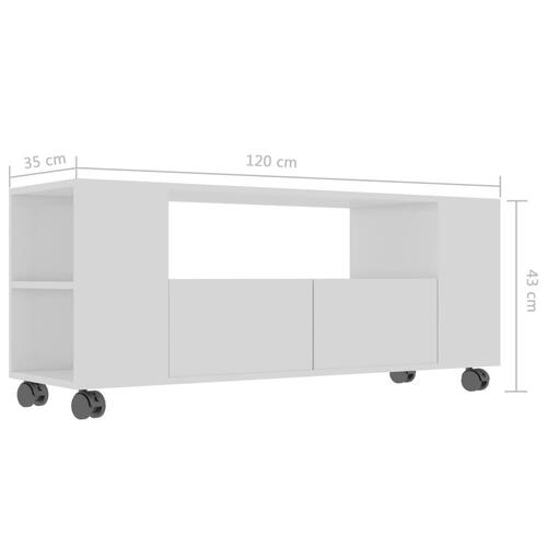 Tv-bord 120x35x48 cm konstrueret træ hvid