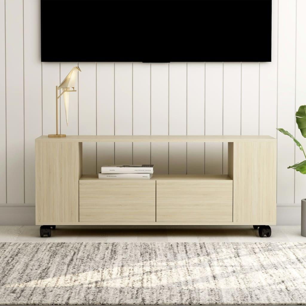 Tv-bord 120x35x48 cm konstrueret træ sonoma-eg