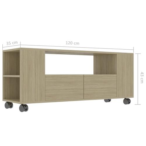 Tv-bord 120x35x48 cm konstrueret træ sonoma-eg