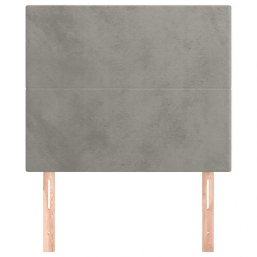Sengegavl i lysegrå fløjl - 100×5×118/128 cm, justerbar højde