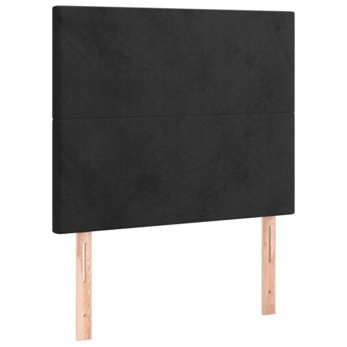 Sengegavl i sort fløjl 100×5×118/128 cm - polstret