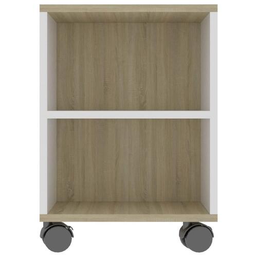 Tv-bord 120x35x48 cm konstrueret træ hvid og egetræsfarvet