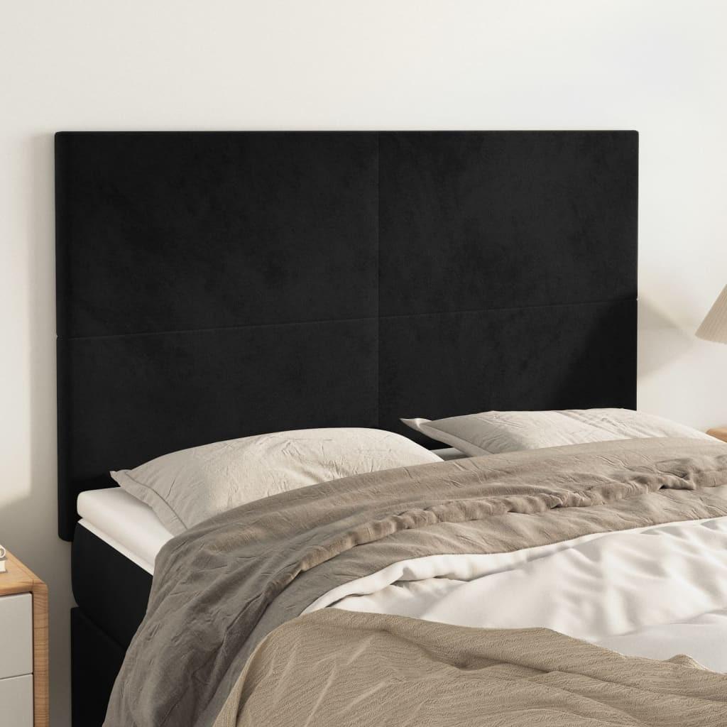 Sengegavle 4 stk. 72x5x78/88 cm fløjl sort