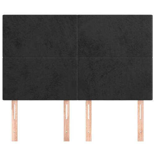 Sengegavle 4 stk. 72x5x78/88 cm fløjl sort