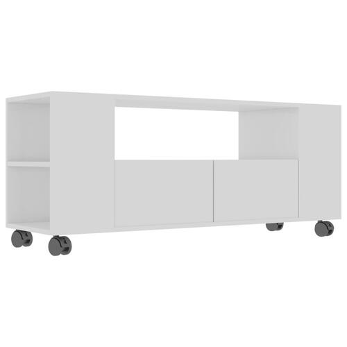 Tv-bord 120x35x48 cm konstrueret træ hvid højglans