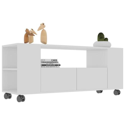 Tv-bord 120x35x48 cm konstrueret træ hvid højglans