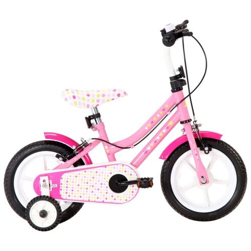 Børnecykel 12 tommer hvid og pink