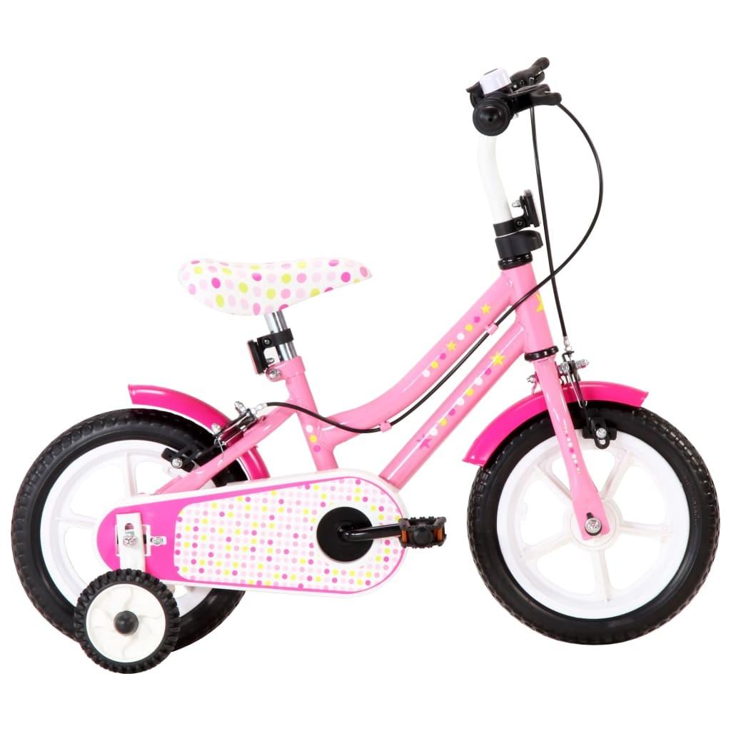 Børnecykel 12 tommer hvid og pink