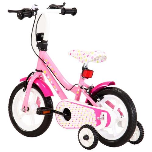 Børnecykel 12 tommer hvid og pink